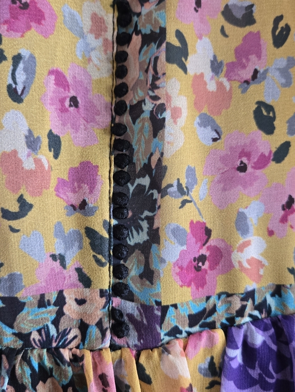 Zara Amelia Floral Patchwork Longsleeve Button Down Mini Dress Size Medium - Picture 14 of 15